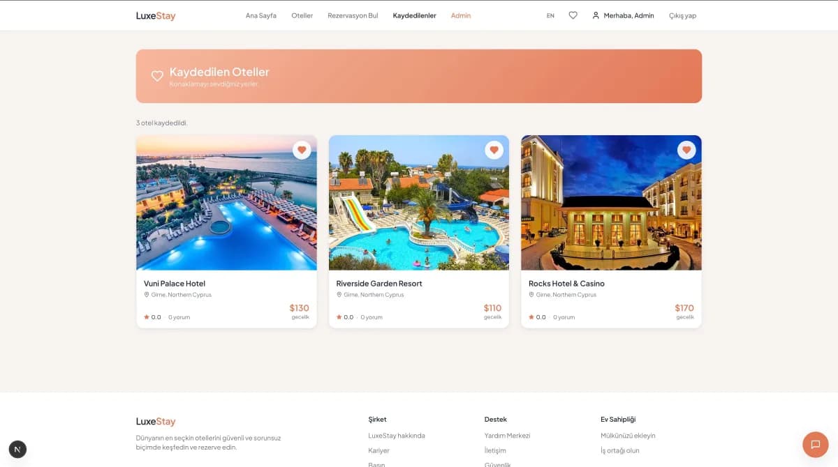 LuxeStay interface screenshot